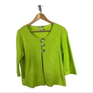 CHALET Women’s Cotton Twinset Two Piece Cardigan Set Green Size Small